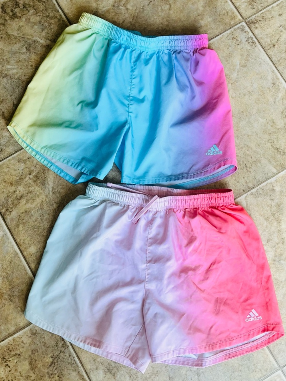 Adidas Ombre Athletic Shorts in Pastel Colors Big Kids XL two pairs like new